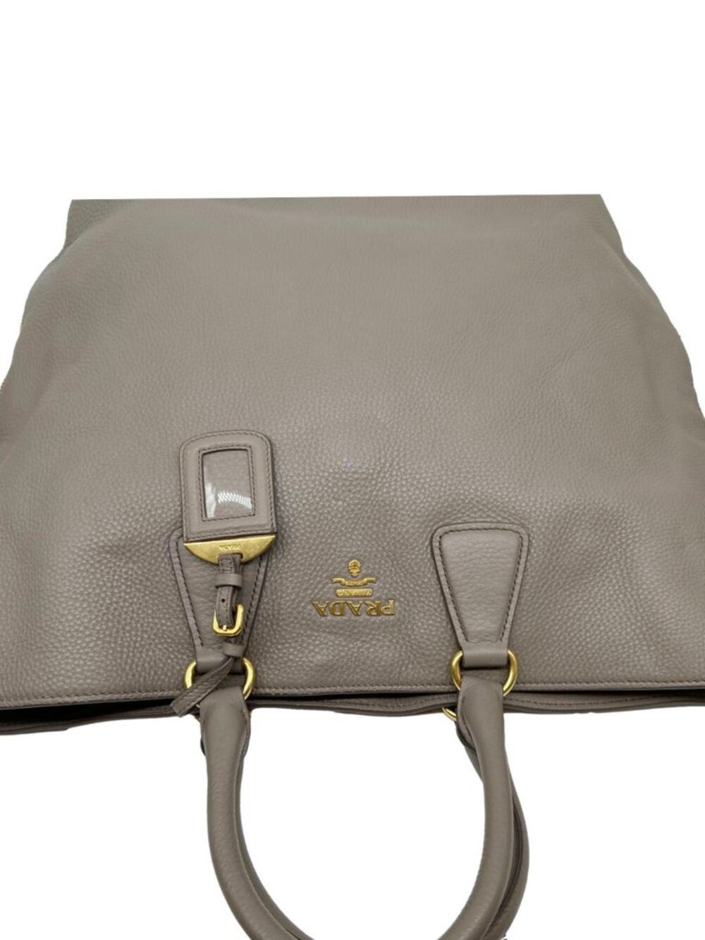 Prada Vitello Daino Side Zip Large Leather Shopper Tote Bag Beige - Picture 4 of 11
